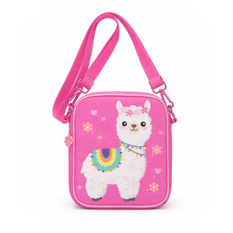 pink cute alpaca kids crossbody bag