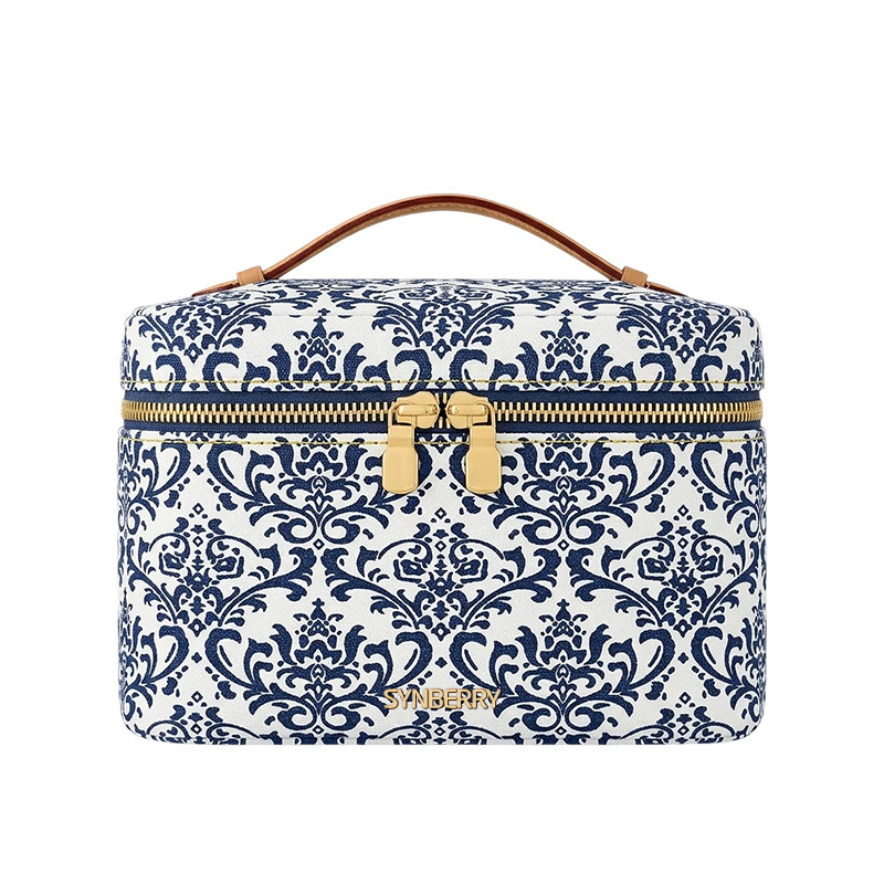 Vintage Damask Print Train Case