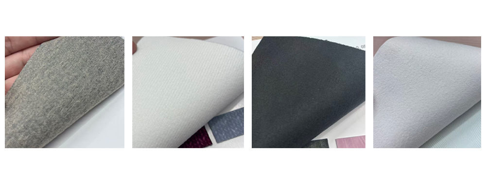 . The picture shows PU leather base fabrics of various materials . The picture shows PU leather base fabrics of various materials